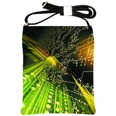 Machine Technology Circuit Electronic Computer Technics Detail Psychedelic Abstract Pattern Shoulder Sling Bag by Sarkoni