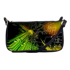 Machine Technology Circuit Electronic Computer Technics Detail Psychedelic Abstract Pattern Shoulder Clutch Bag by Sarkoni