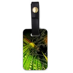 Machine Technology Circuit Electronic Computer Technics Detail Psychedelic Abstract Pattern Luggage Tag (one Side) by Sarkoni