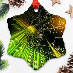 Machine Technology Circuit Electronic Computer Technics Detail Psychedelic Abstract Pattern Snowflake Ornament (two Sides) by Sarkoni