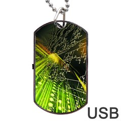 Machine Technology Circuit Electronic Computer Technics Detail Psychedelic Abstract Pattern Dog Tag Usb Flash (two Sides) by Sarkoni