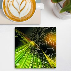 Machine Technology Circuit Electronic Computer Technics Detail Psychedelic Abstract Pattern Uv Print Square Tile Coaster  by Sarkoni