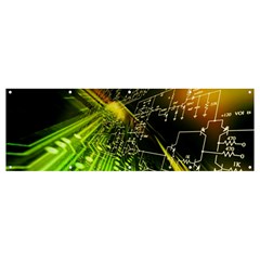 Machine Technology Circuit Electronic Computer Technics Detail Psychedelic Abstract Pattern Banner And Sign 12  X 4  by Sarkoni