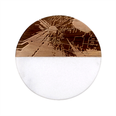 Machine Technology Circuit Electronic Computer Technics Detail Psychedelic Abstract Pattern Classic Marble Wood Coaster (round)  by Sarkoni