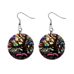 Psychedelic Funky Trippy Mini Button Earrings by Sarkoni