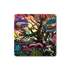 Psychedelic Funky Trippy Square Magnet by Sarkoni