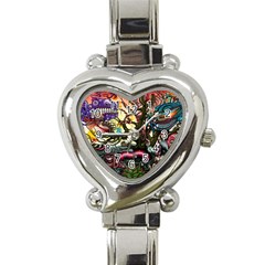 Psychedelic Funky Trippy Heart Italian Charm Watch by Sarkoni