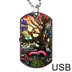 Psychedelic Funky Trippy Dog Tag Usb Flash (two Sides) by Sarkoni