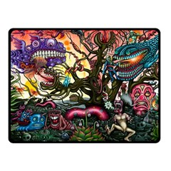 Psychedelic Funky Trippy Two Sides Fleece Blanket (small) by Sarkoni