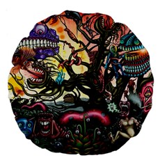 Psychedelic Funky Trippy Large 18  Premium Flano Round Cushions by Sarkoni