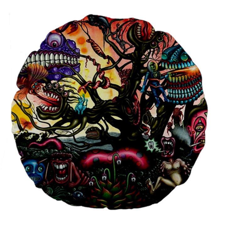 Psychedelic Funky Trippy Large 18  Premium Flano Round Cushions