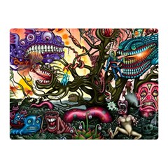 Psychedelic Funky Trippy Two Sides Premium Plush Fleece Blanket (mini) by Sarkoni