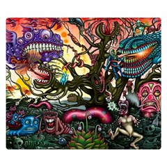 Psychedelic Funky Trippy Two Sides Premium Plush Fleece Blanket (small) by Sarkoni