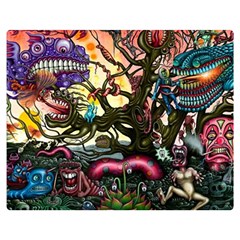 Psychedelic Funky Trippy Two Sides Premium Plush Fleece Blanket (medium) by Sarkoni