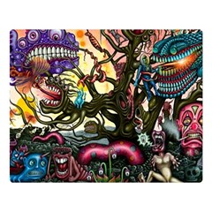 Psychedelic Funky Trippy Two Sides Premium Plush Fleece Blanket (large) by Sarkoni