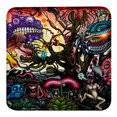 Psychedelic Funky Trippy Square Glass Fridge Magnet (4 Pack) by Sarkoni