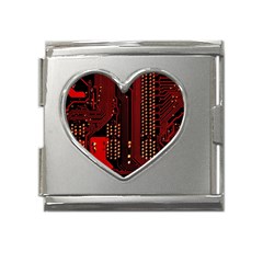 Technology Computer Circuit Mega Link Heart Italian Charm (18mm) by Sarkoni