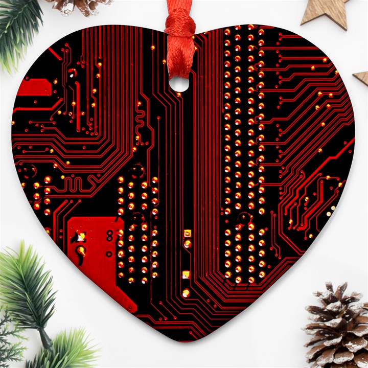 Technology Computer Circuit Heart Ornament (Two Sides)