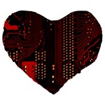 Technology Computer Circuit Large 19  Premium Flano Heart Shape Cushions Front