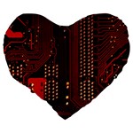 Technology Computer Circuit Large 19  Premium Flano Heart Shape Cushions Back