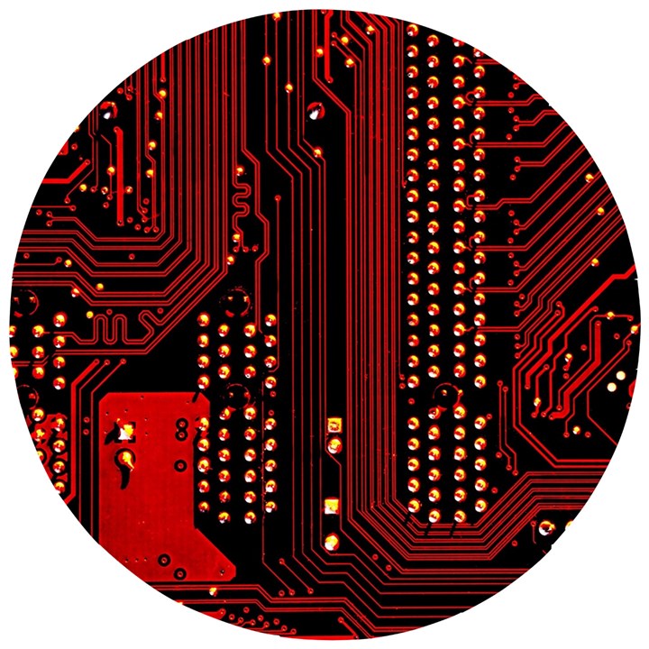 Technology Computer Circuit Wooden Puzzle Round