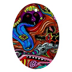 Psychedelic Trippy Hippie  Weird Art Ornament (oval) by Sarkoni