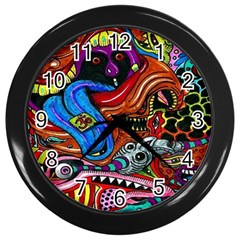 Psychedelic Trippy Hippie  Weird Art Wall Clock (black) by Sarkoni