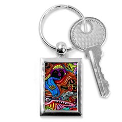 Psychedelic Trippy Hippie  Weird Art Key Chain (rectangle) by Sarkoni