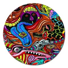 Psychedelic Trippy Hippie  Weird Art Magnet 5  (round) by Sarkoni