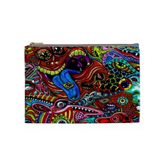 Psychedelic Trippy Hippie  Weird Art Cosmetic Bag (medium) by Sarkoni