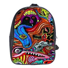 Psychedelic Trippy Hippie  Weird Art School Bag (large) by Sarkoni