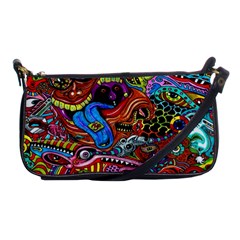 Psychedelic Trippy Hippie  Weird Art Shoulder Clutch Bag by Sarkoni