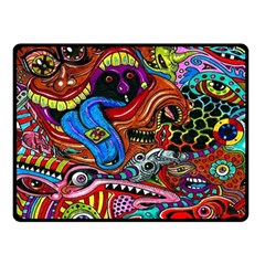 Psychedelic Trippy Hippie  Weird Art Two Sides Fleece Blanket (small) by Sarkoni