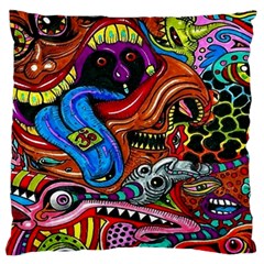 Psychedelic Trippy Hippie  Weird Art Standard Premium Plush Fleece Cushion Case (one Side) by Sarkoni