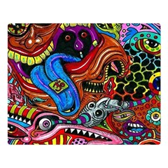 Psychedelic Trippy Hippie  Weird Art Two Sides Premium Plush Fleece Blanket (large) by Sarkoni