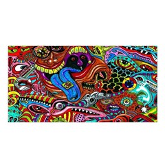 Psychedelic Trippy Hippie  Weird Art Satin Shawl 45  X 80  by Sarkoni