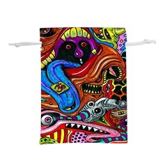 Psychedelic Trippy Hippie  Weird Art Lightweight Drawstring Pouch (s) by Sarkoni