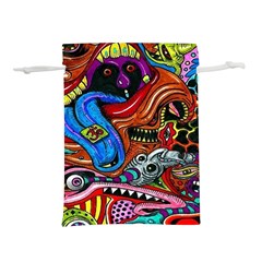 Psychedelic Trippy Hippie  Weird Art Lightweight Drawstring Pouch (l) by Sarkoni