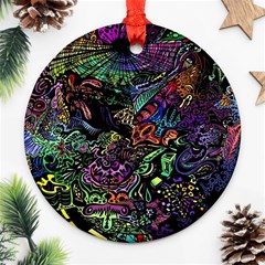 Trippy Dark Psychedelic Ornament (round) by Sarkoni