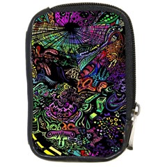 Trippy Dark Psychedelic Compact Camera Leather Case by Sarkoni