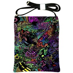 Trippy Dark Psychedelic Shoulder Sling Bag by Sarkoni