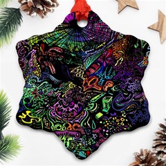 Trippy Dark Psychedelic Snowflake Ornament (two Sides) by Sarkoni