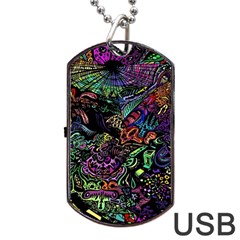 Trippy Dark Psychedelic Dog Tag Usb Flash (two Sides) by Sarkoni