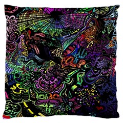 Trippy Dark Psychedelic Large Cushion Case (one Side) by Sarkoni