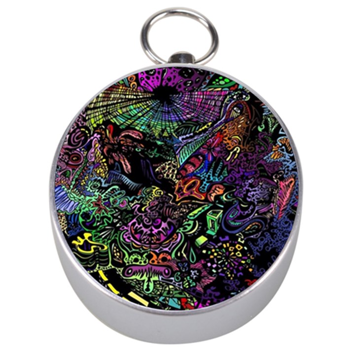 Trippy Dark Psychedelic Silver Compasses