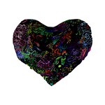 Trippy Dark Psychedelic Standard 16  Premium Flano Heart Shape Cushions Back