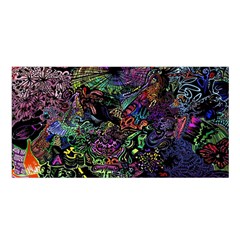 Trippy Dark Psychedelic Satin Shawl 45  X 80  by Sarkoni