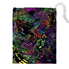 Trippy Dark Psychedelic Drawstring Pouch (4xl) by Sarkoni