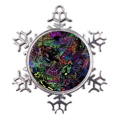 Trippy Dark Psychedelic Metal Large Snowflake Ornament by Sarkoni