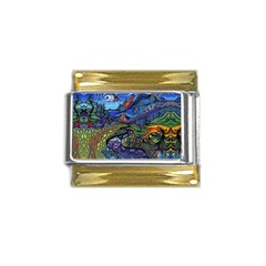 Psychedelic Landscape Gold Trim Italian Charm (9mm) by Sarkoni